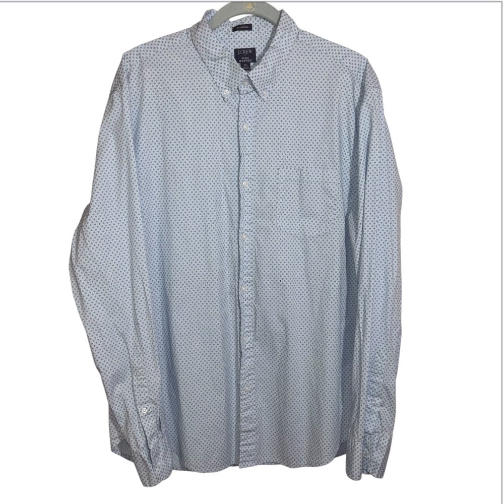 J. Crew Classic Flex Washed Men’s XL Button Down Shirt Long Sleeve Diamond Dot